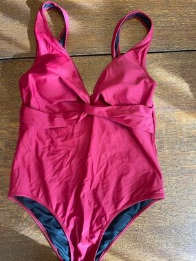 Wine/maroon One-Piece Swimsuit with Twist Front
